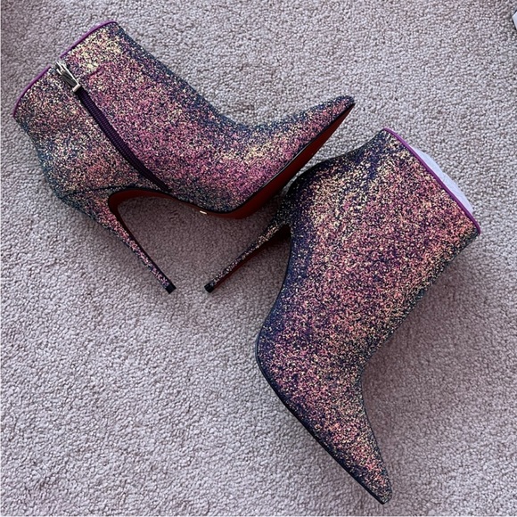 L’Intervalle Lucia pink iridescent glitter stiletto bootie - Picture 3 of 12